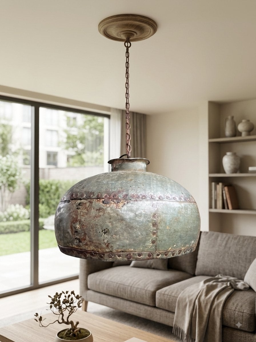 Industriële hanglamp - robuust metaal, Antiek en Kunst, Ophalen of Verzenden