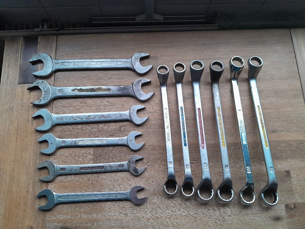 OPRUIMING - 6 Steeksleutels + 6 Ringsleutels, Verzenden, Gebruikt