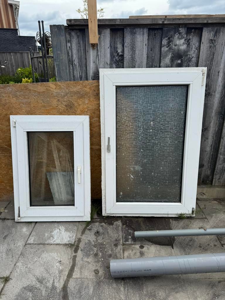 2 raamen met buiten deur te koop, Ophalen of Verzenden, Zo goed als nieuw, Buitendeur, 200 tot 215 cm