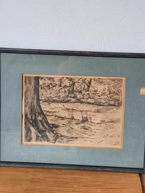 Ets Frans IJserinkhuijsen Vijver Waterland 1948 (1892-1959)., Ophalen