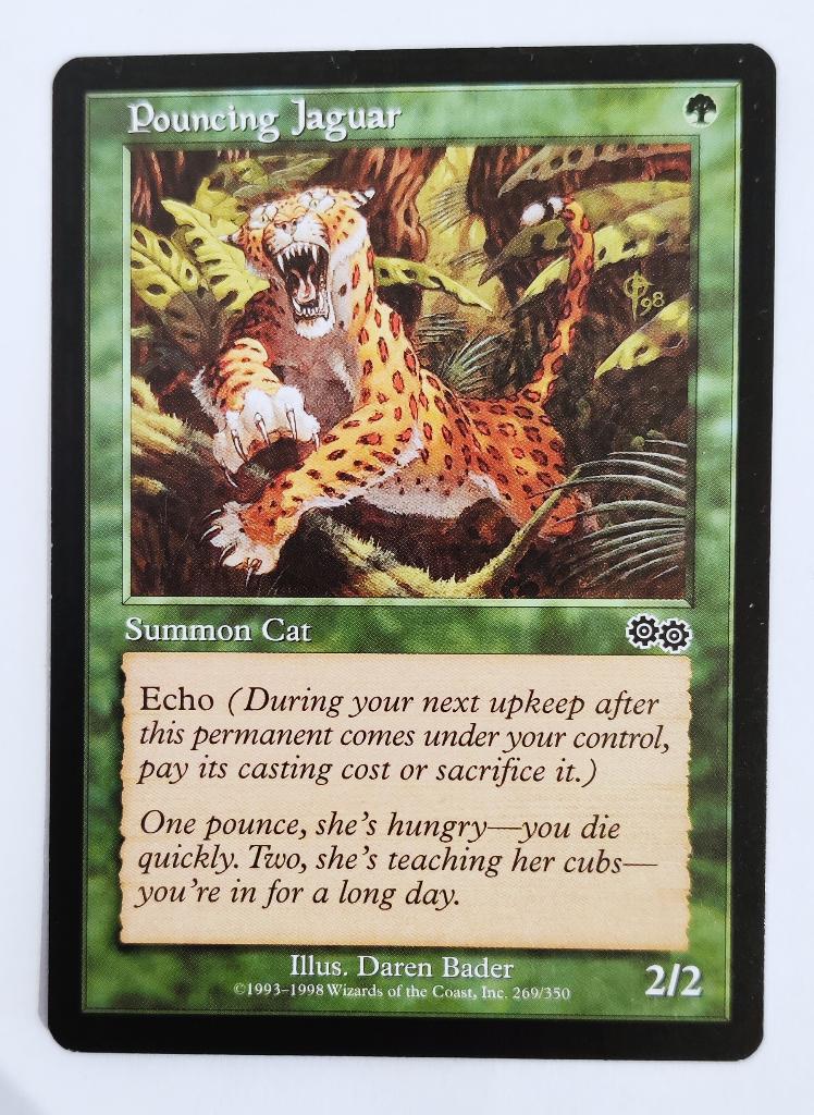 Pouncing Jaguar Urza's Saga MTG Near Mint, Ophalen of Verzenden, Zo goed als nieuw, Losse kaart