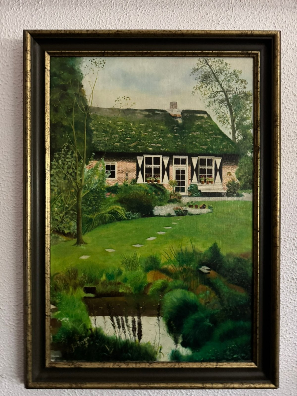 Kunstenaar J.v.d.Heijden: afbeelding Hoeve ‘ 90., Antiek en Kunst, Kunst | Schilderijen | Klassiek, Ophalen