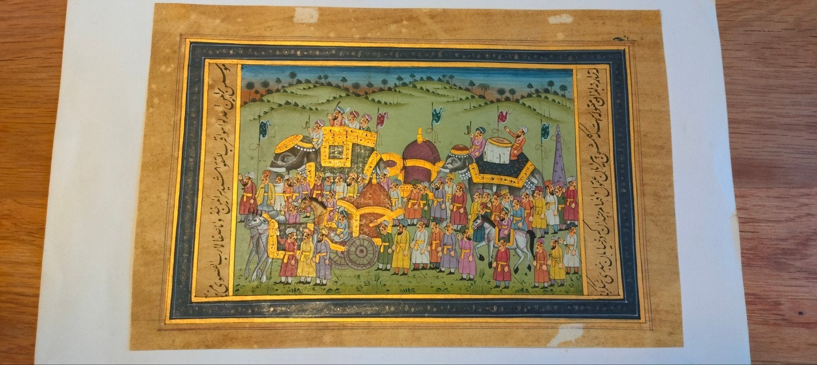 Handgeschilderde Indiase miniatuurschildering – Vintage, Ophalen of Verzenden