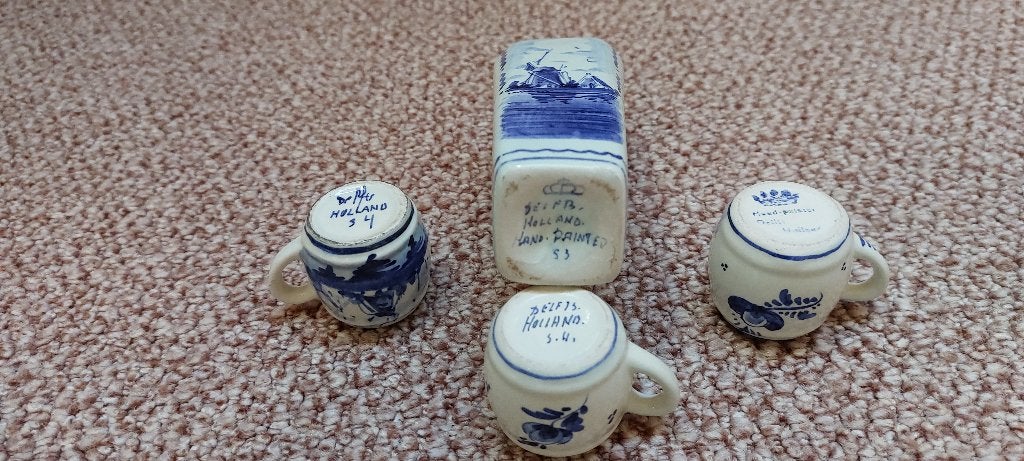 Delfts Blauw Miniatuur Serviesje - Handgeschilderd Holland, Ophalen
