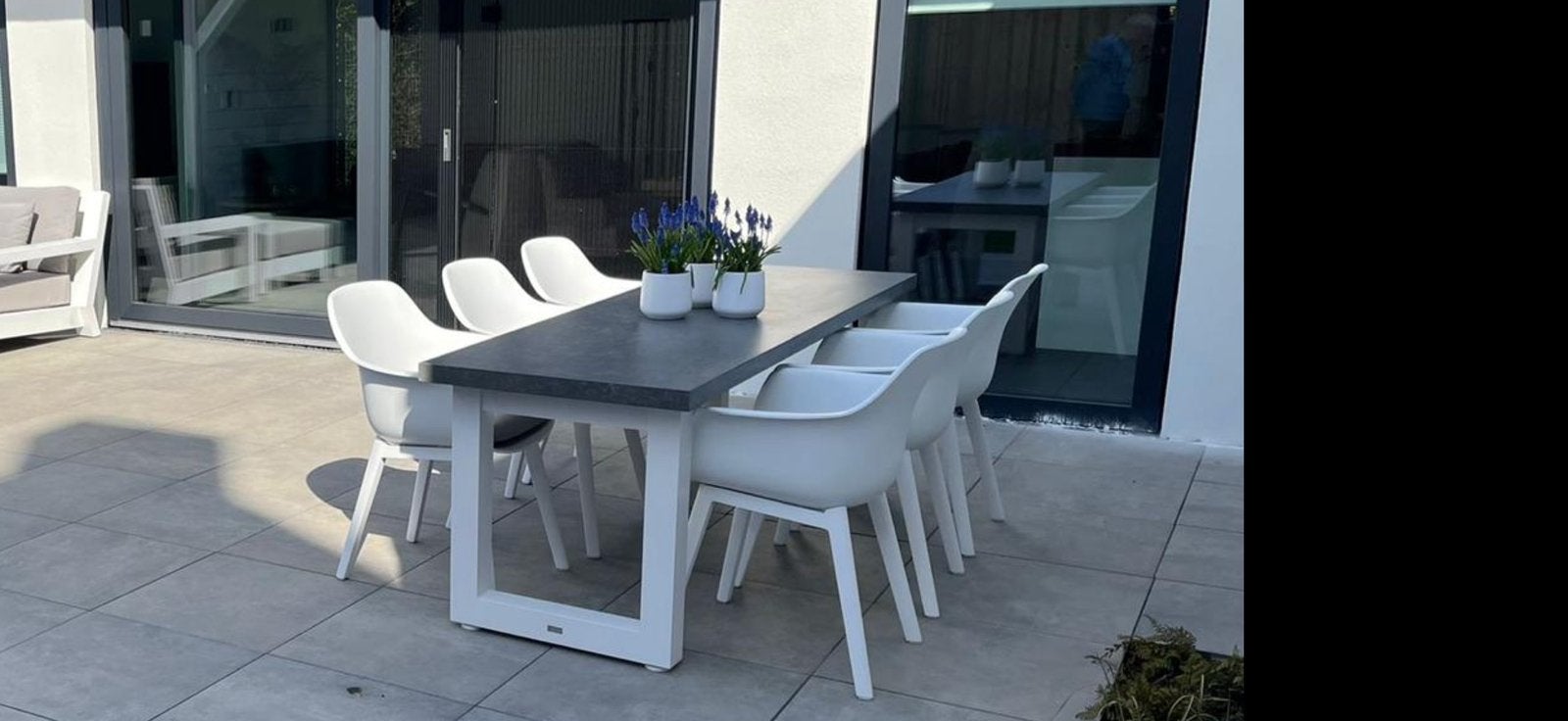 Tuinset wit voor 6 personen, Ophalen, Gebruikt, 6 zitplaatsen, Aluminium