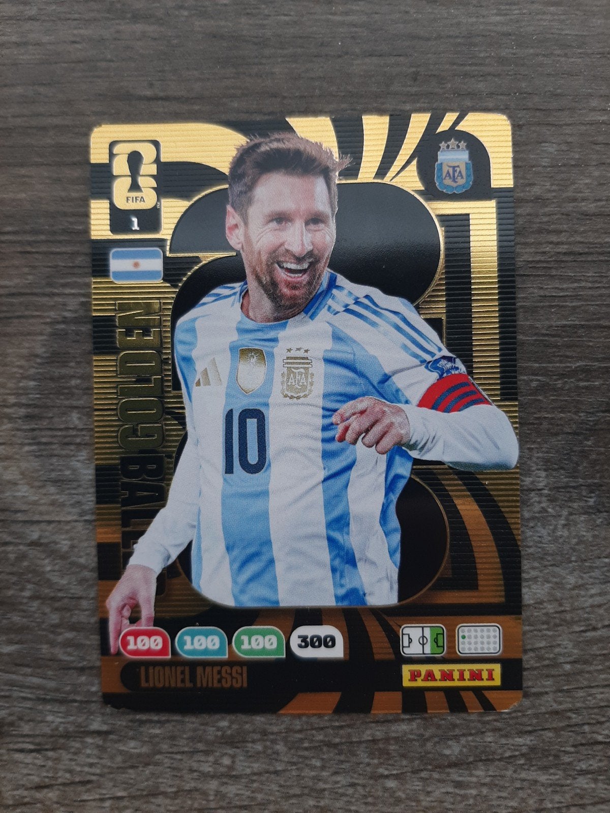 Panini FIFA Golden Ball Lionel Messi Spelerskaart, Verzamelen, Ophalen of Verzenden, Zo goed als nieuw, Buitenlandse clubs, Spelerskaart