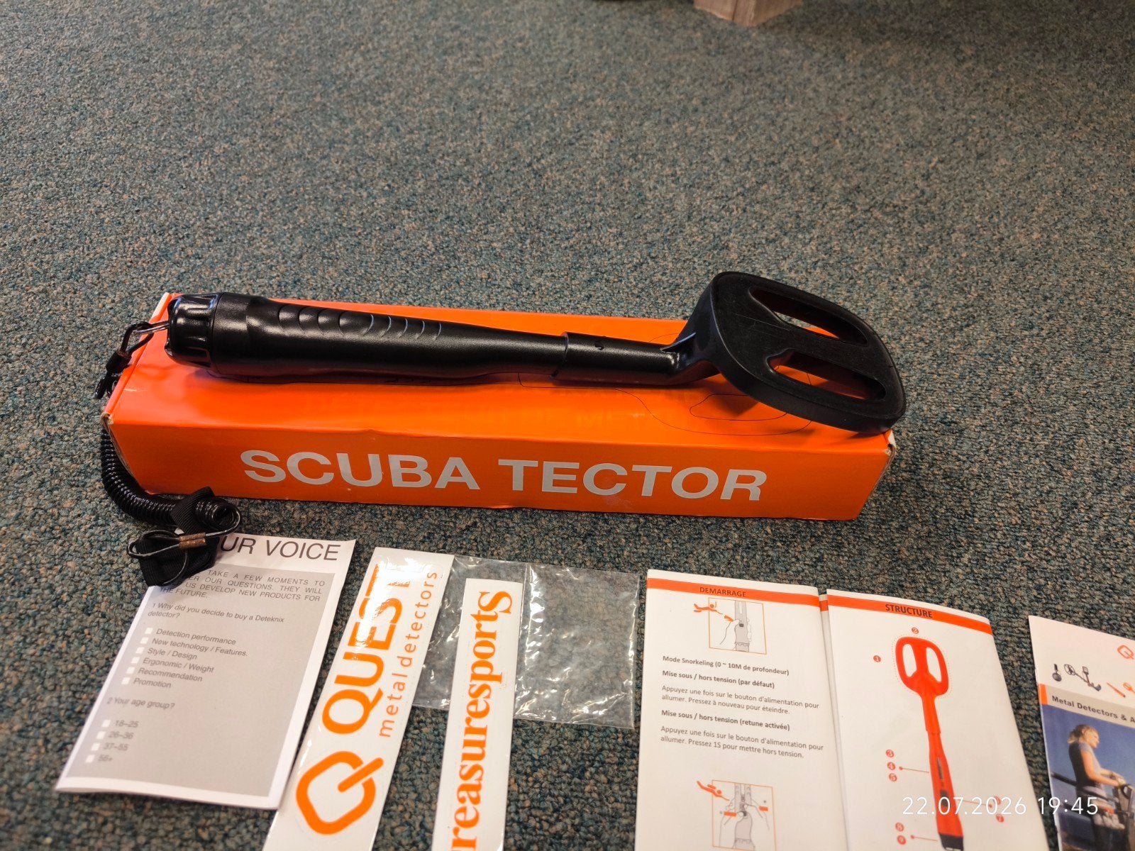 Quest Scuba Tector Onderwater Metaaldetector | Tot 60m Diep, Hobby en Vrije tijd, Metaaldetectors, Ophalen of Verzenden, Zo goed als nieuw