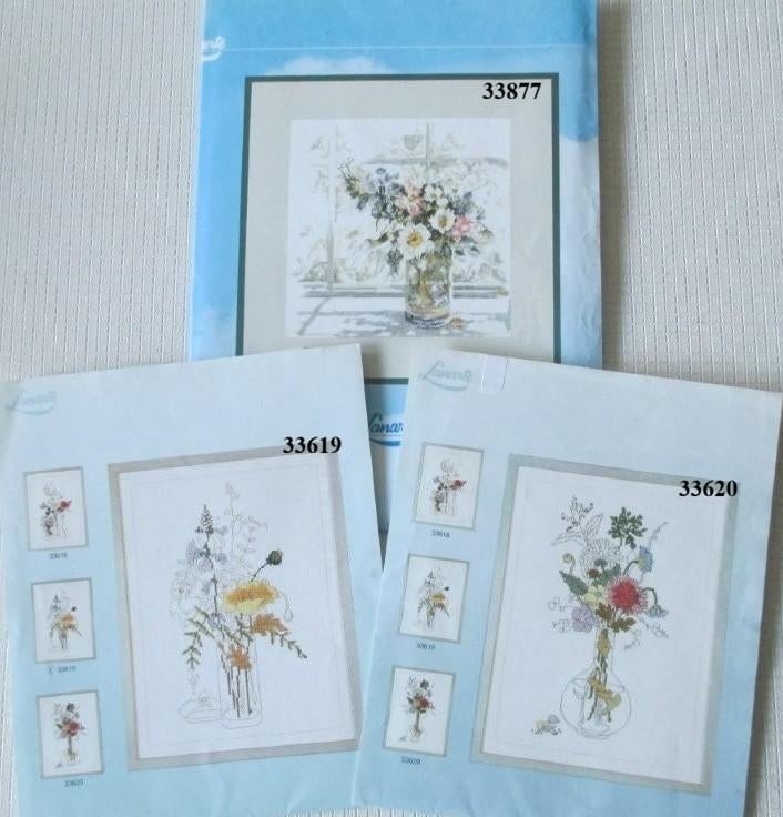 Borduurpatroon,Borduren,Kruissteek,Lanarte,Vaas met bloemen, Verzenden, Zo goed als nieuw, Patroon