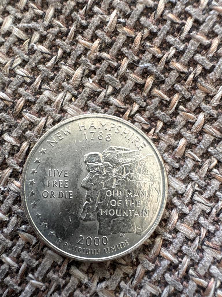 Amerikaanse Quarter Dollar New Hampshire 2000, Ophalen of Verzenden, Noord-Amerika, Losse munt