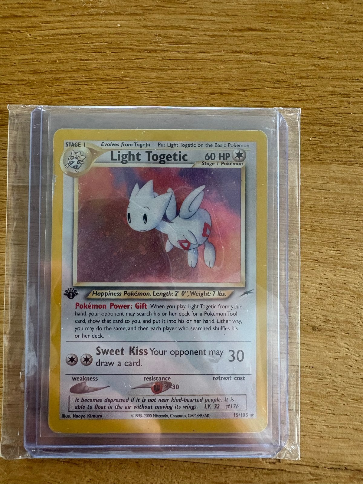 Light Togetic 15/105 Neo Destiny Holo Rare 1st edition, Ophalen of Verzenden, Gebruikt, Losse kaart, Foil