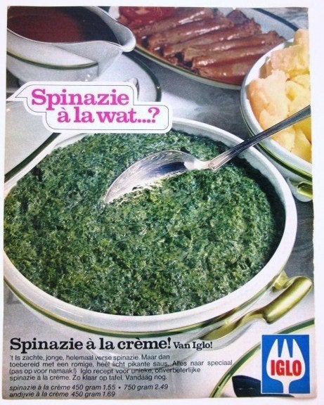 26 vintage advertenties Iglo eten 60-77 vissticks Spinazie, Ophalen of Verzenden, Reclamebord