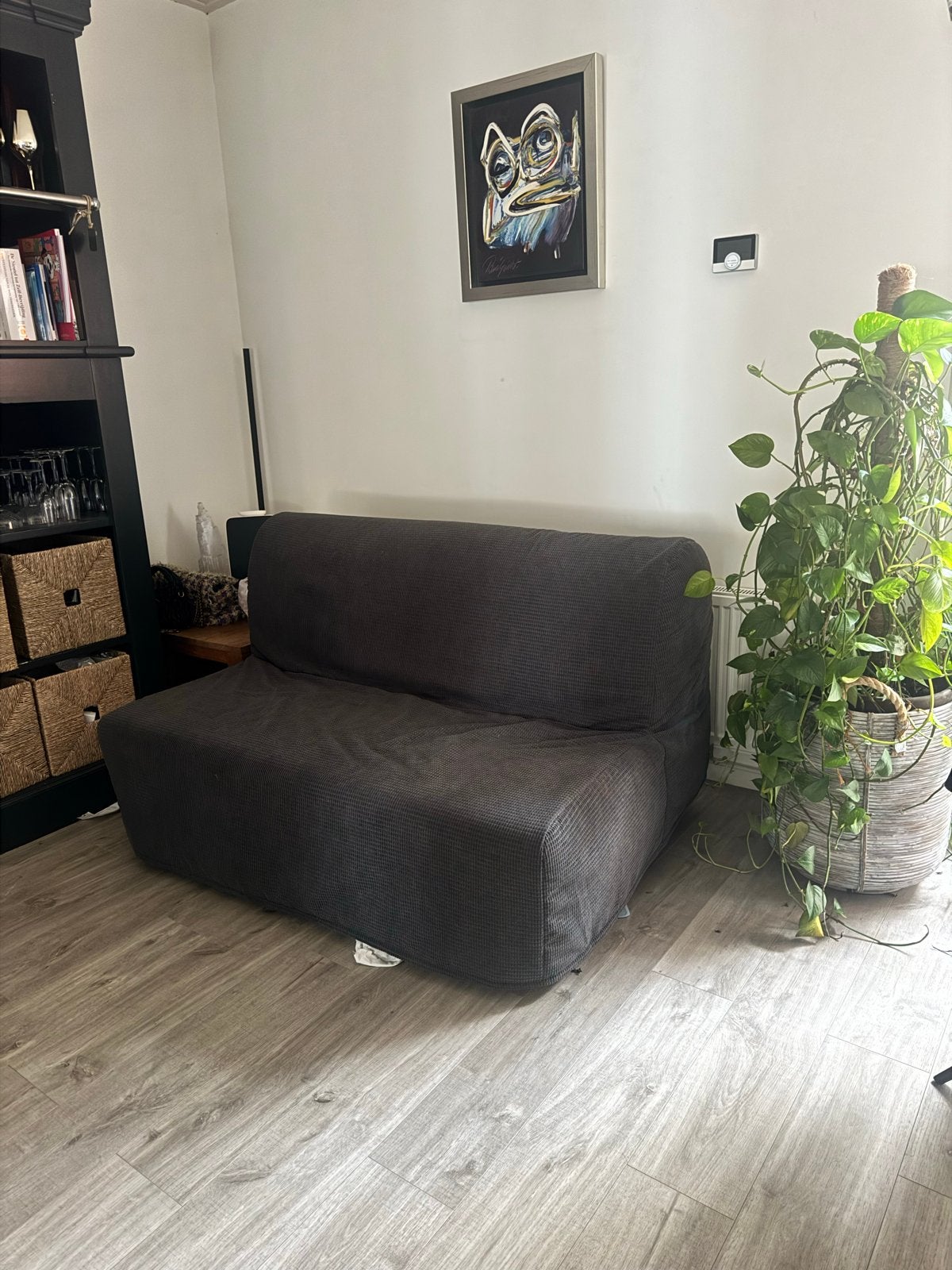 IKEA slaapbank 2-zits, Huis en Inrichting, Ophalen, Gebruikt, Tweepersoons, Grijs