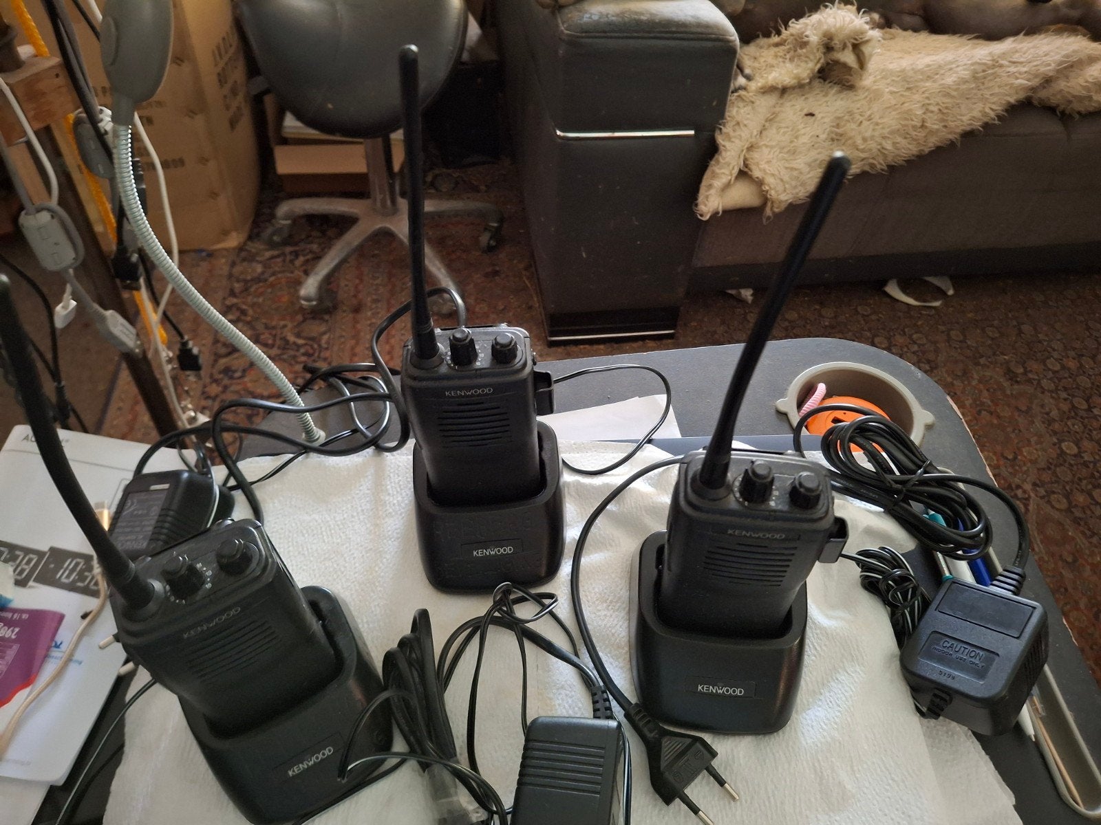 Kenwood Portofoons met Opladers - Set van 3, Ophalen of Verzenden, Gebruikt