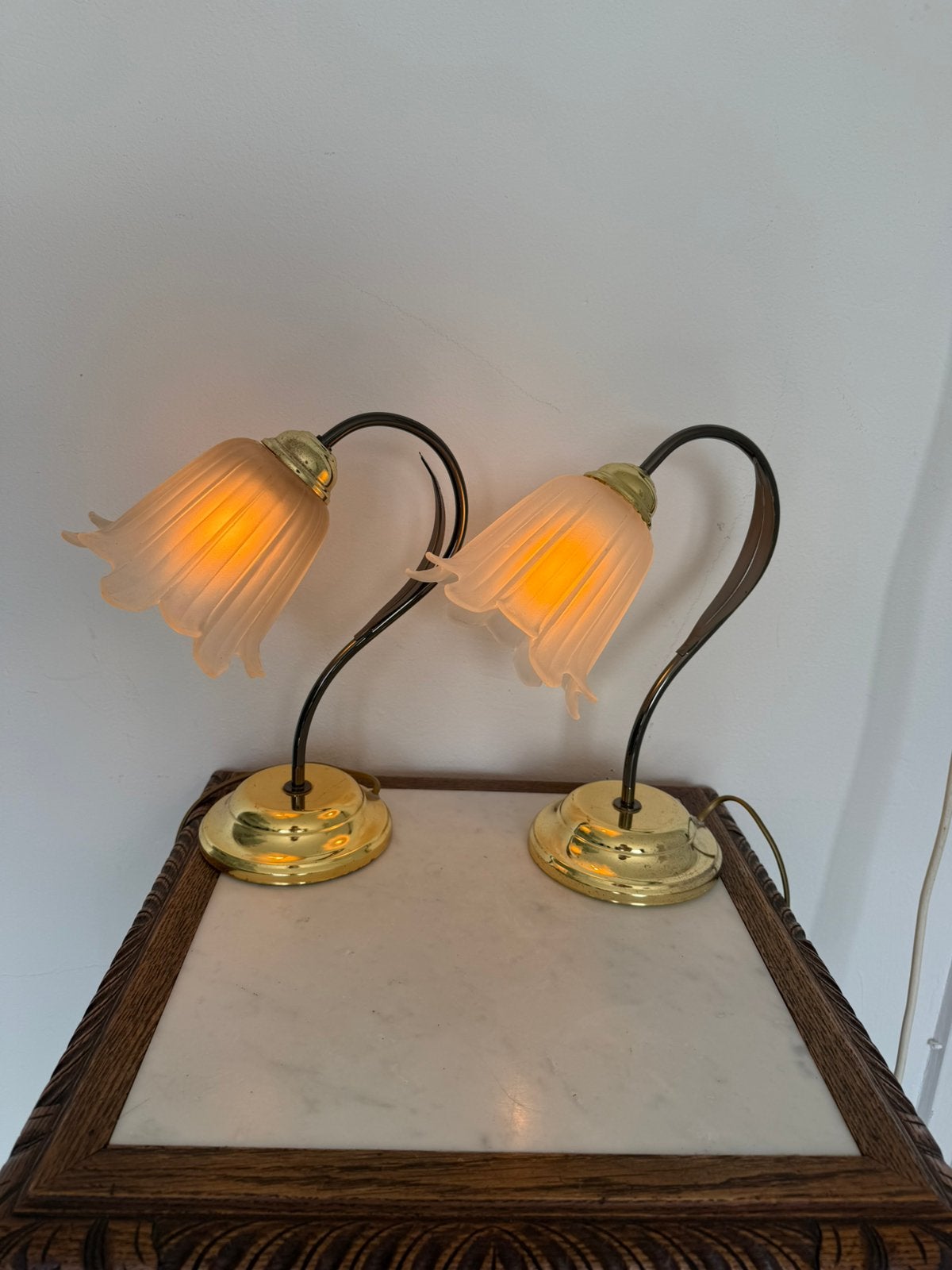 Vintage Hollywood Regency tulp bloem lampen, Ophalen of Verzenden, Zo goed als nieuw, Art deco