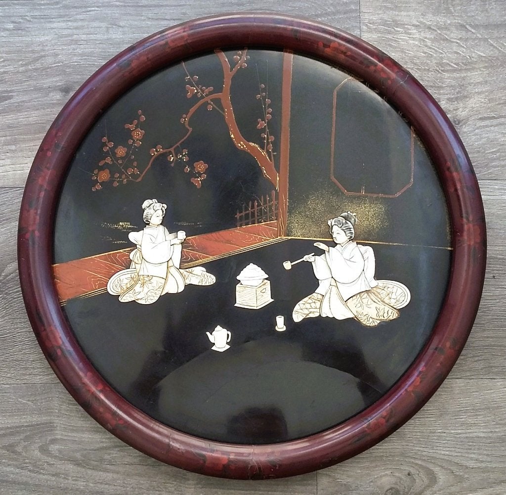 Om1875-1900 GROOT Japans Lakwerk Plaquette Reliëf Schilderij, Antiek en Kunst, Ophalen of Verzenden