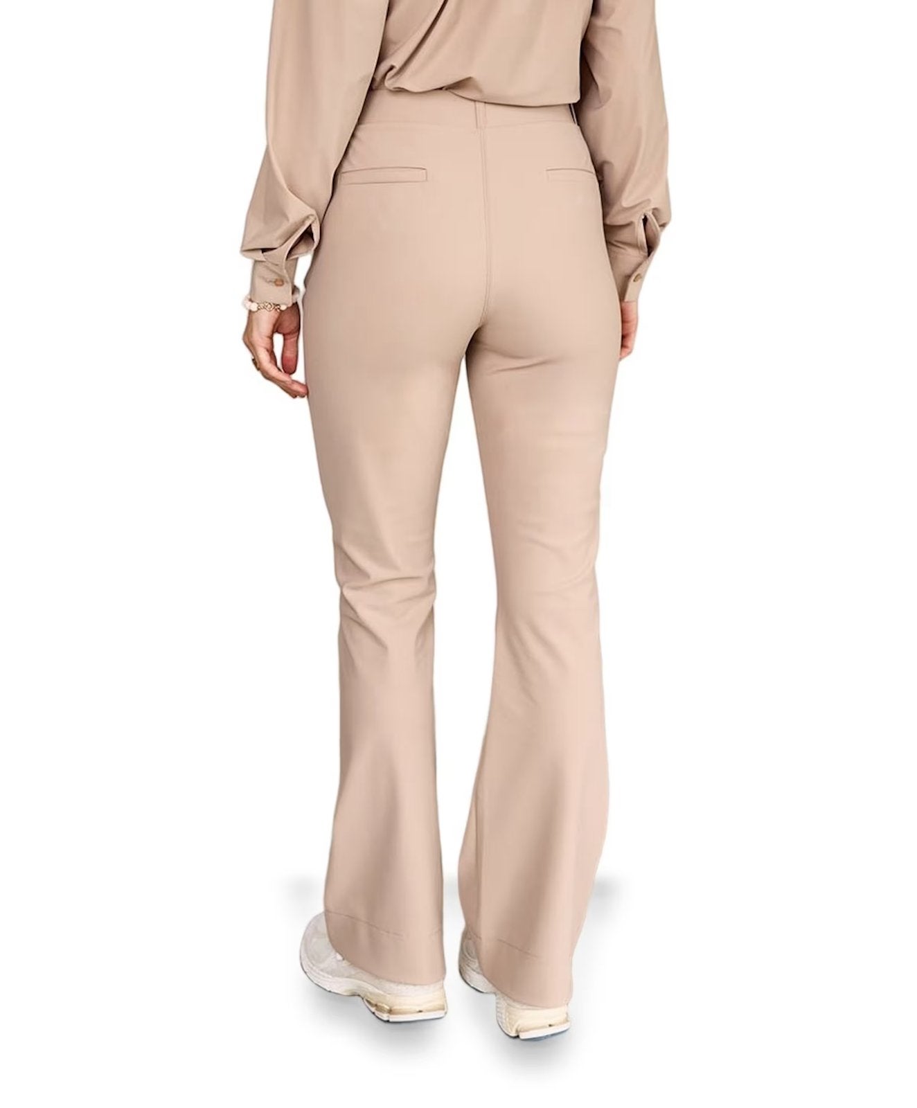 Studio Anneloes flared bonded broek latte travelstof XS, Beige, Ophalen of Verzenden, Zo goed als nieuw, Maat 34 (XS) of kleiner