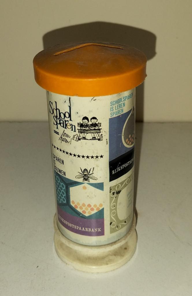 Vintage Schoolspaarbank spaarpot Rijkspostspaarbank, Verzamelen, Spaarpotten, Ophalen of Verzenden