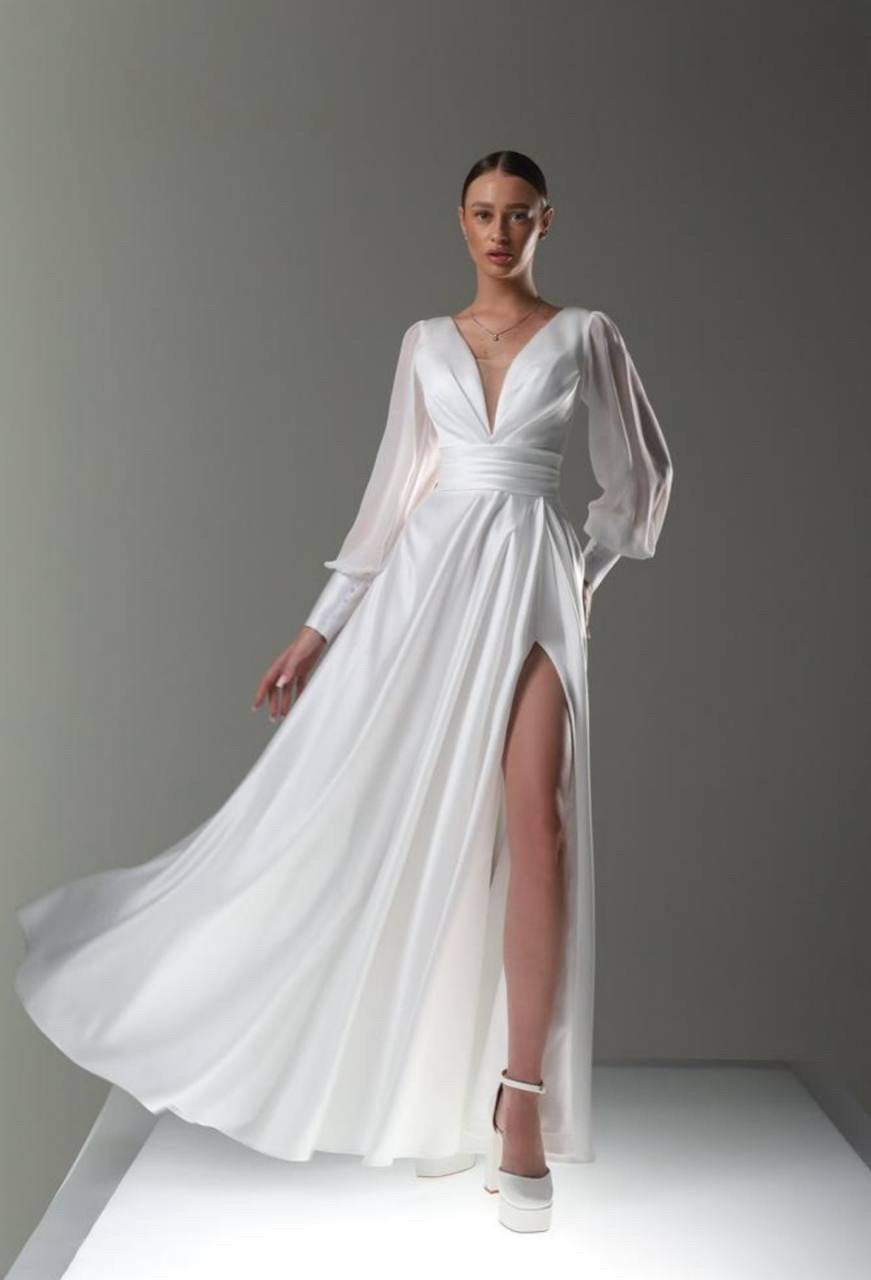 Elegante trouwjurk met verstelbaar corset, Ophalen of Verzenden, Zo goed als nieuw, Wit, Trouwjurk