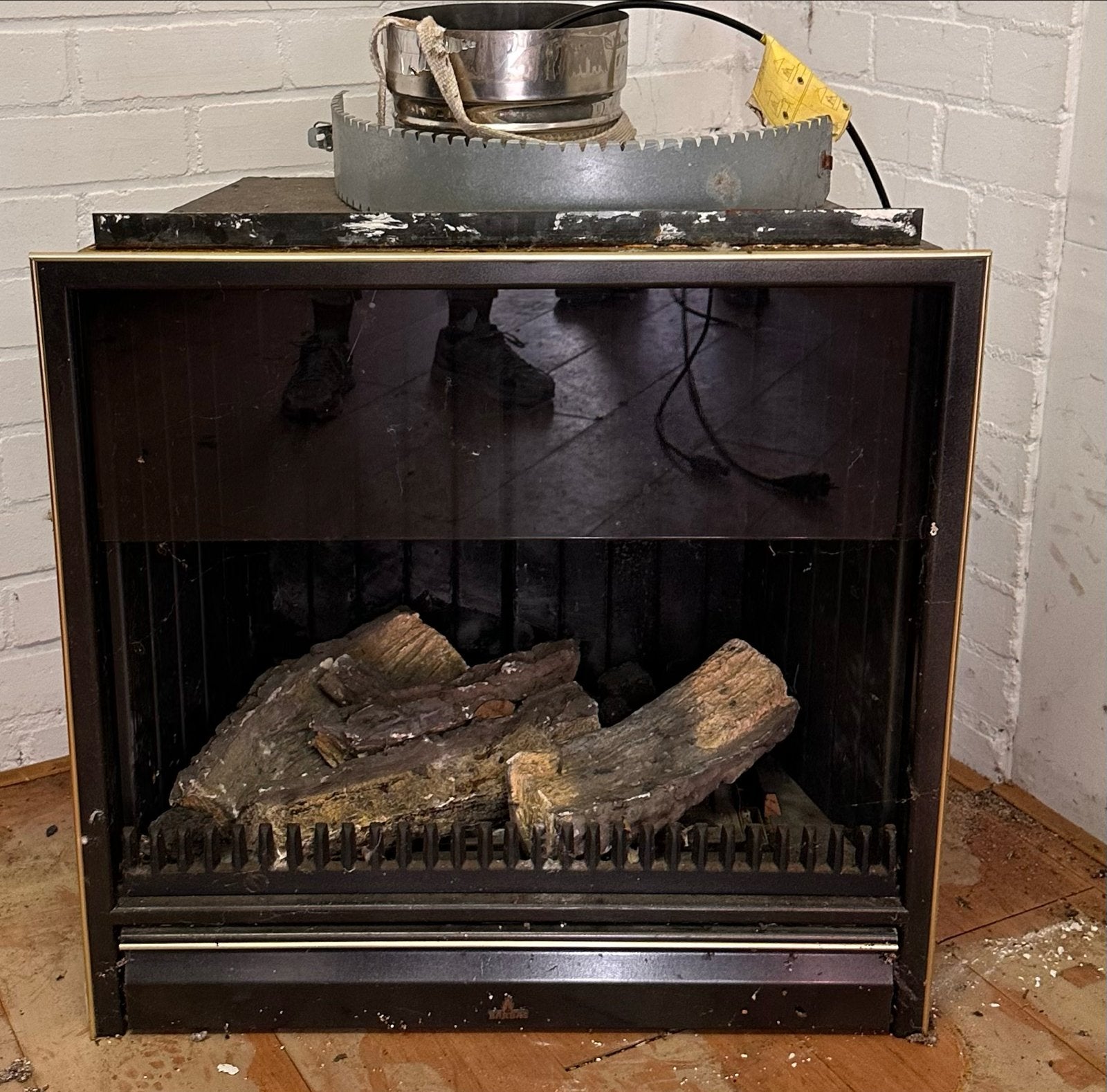 Barbas Gashaard - Inbouwmodel met houtblokken, Huis en Inrichting, Kachels, Ophalen, Gebruikt, Gas, Inbouw