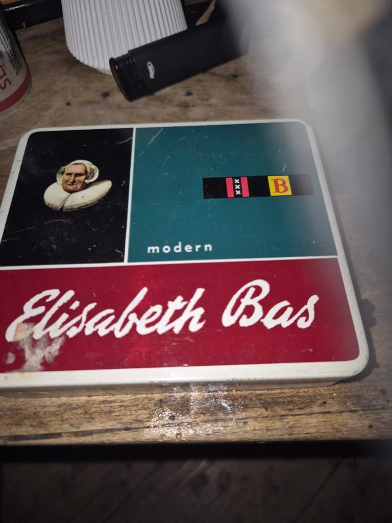 Vintage blikken doosje Elisabeth Bas Modern, Ophalen of Verzenden