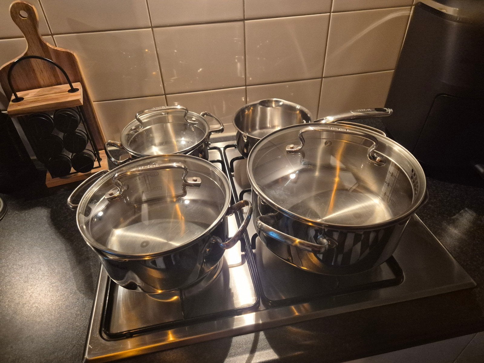 te koop zgan tefal pannenset rvs, Ophalen, Tefal, Antiaanbaklaag, Pannenset