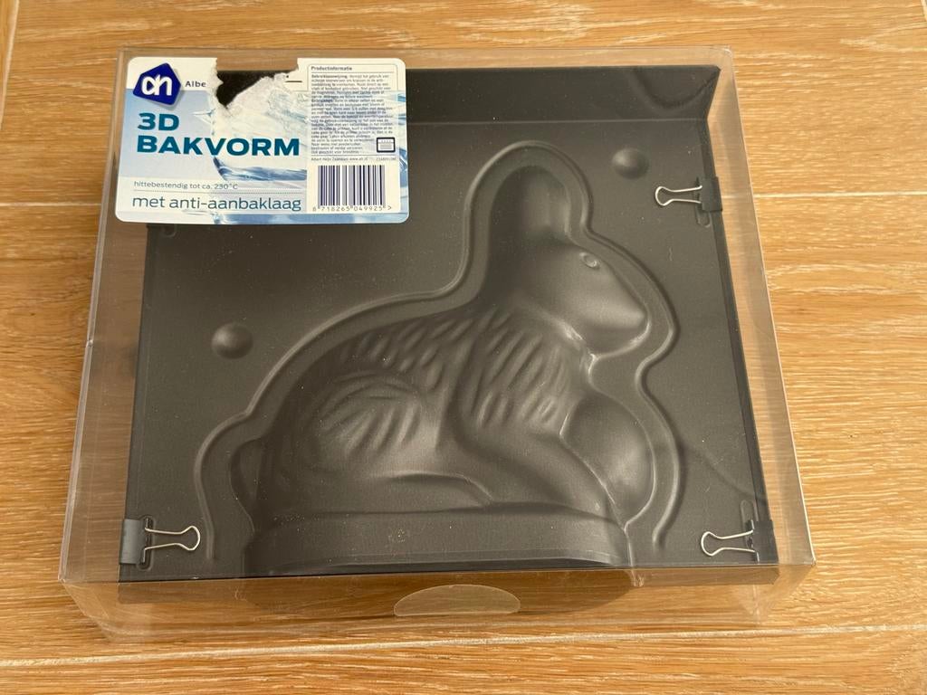 3D Bakvorm Konijn/Haas - Hittebestendig met Antiaanbaklaag, Overige typen, Nieuw, Ophalen of Verzenden, Zwart