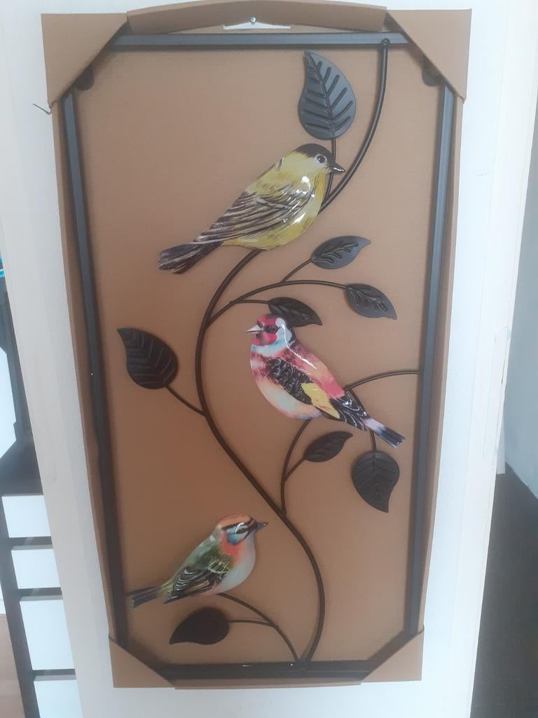 Wanddecoratie met vogels - Metaal en kleurrijk, Ophalen, Nieuw