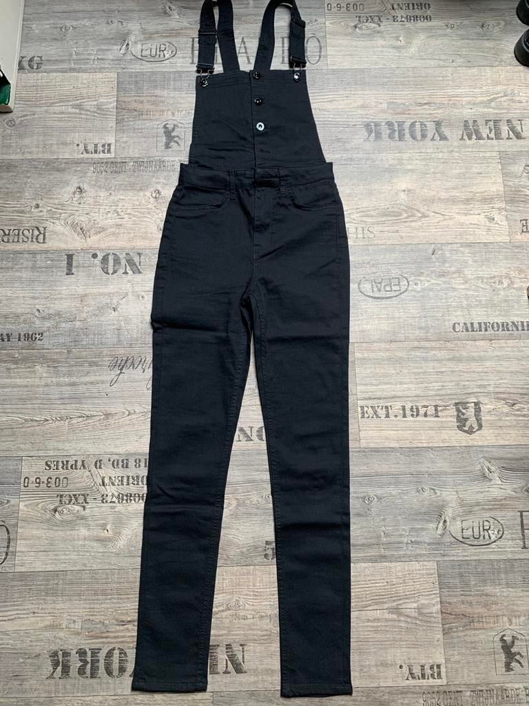 H&M zwarte jeans tuinbroek skinny salopette, Kleding | Dames, Verzenden, Nieuw, Maat 34 (XS) of kleiner, Zwart