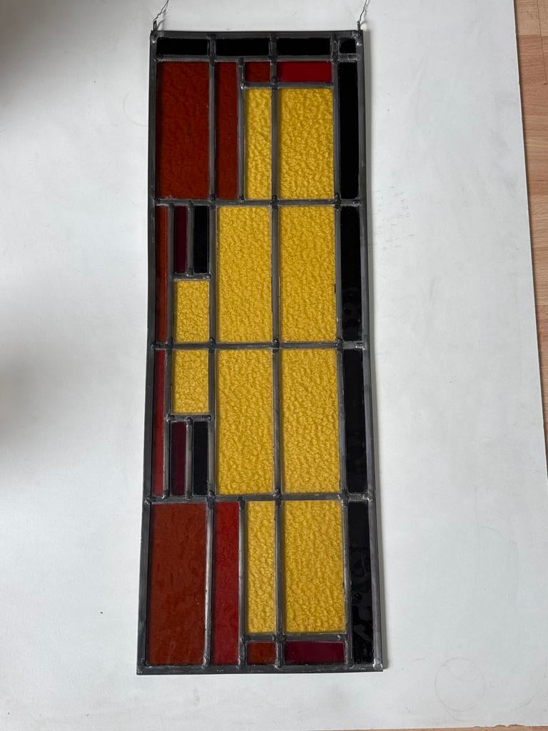 Glas in lood raamhanger 24x68cm, Antiek en Kunst, Antiek | Glas en Kristal, Ophalen