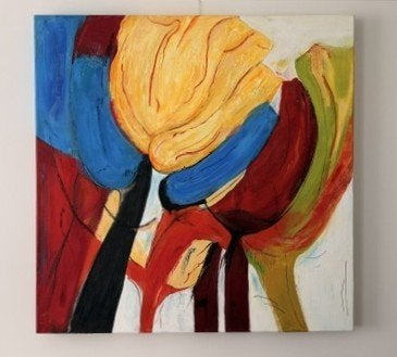 Schilderij Tulpen, Acrylverf, Ophalen of Verzenden, Ophangklaar, Bloemen
