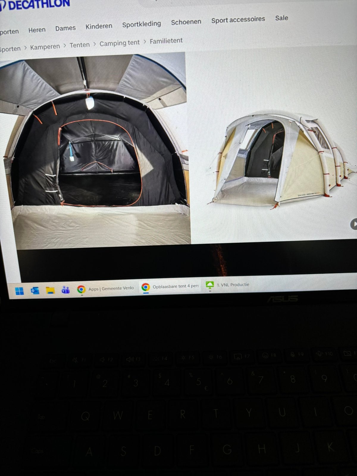 Quechua opblaasbaar 4 pers., Ophalen of Verzenden, Zo goed als nieuw, Tot en met 4