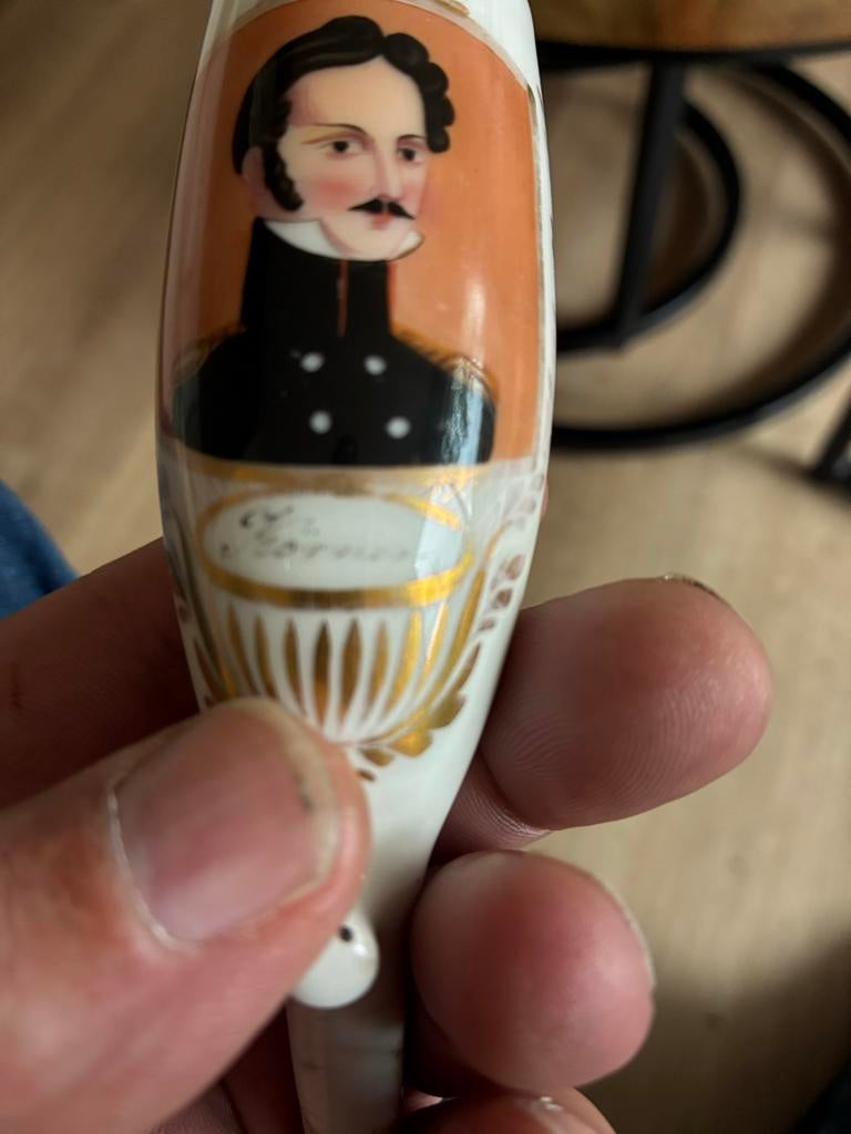 Antieke porseleinen rookpijp met portret, Antiek en Kunst, Antiek | Keramiek en Aardewerk, Ophalen