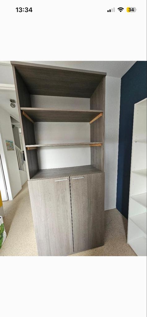 Boekenkast met deuren en open vakken, Huis en Inrichting, Kasten | Boekenkasten, Ophalen, Gebruikt, 200 cm of meer, 50 tot 100 cm