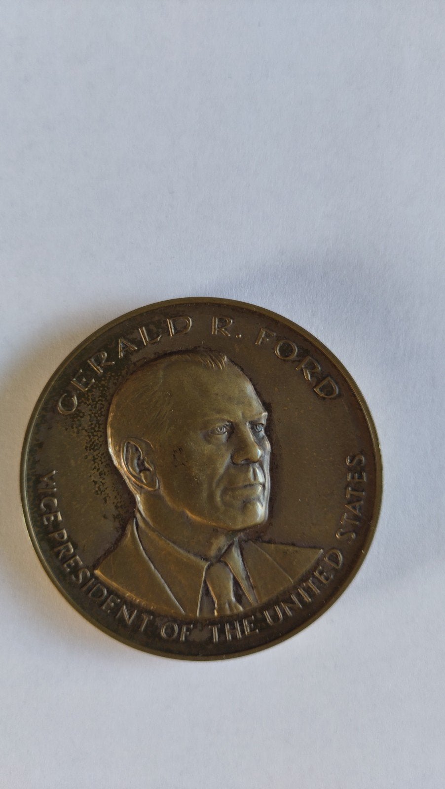 originele bronzen herdenkingspenning 1973 vicepresident Ford, Ophalen of Verzenden, Brons, Buitenland