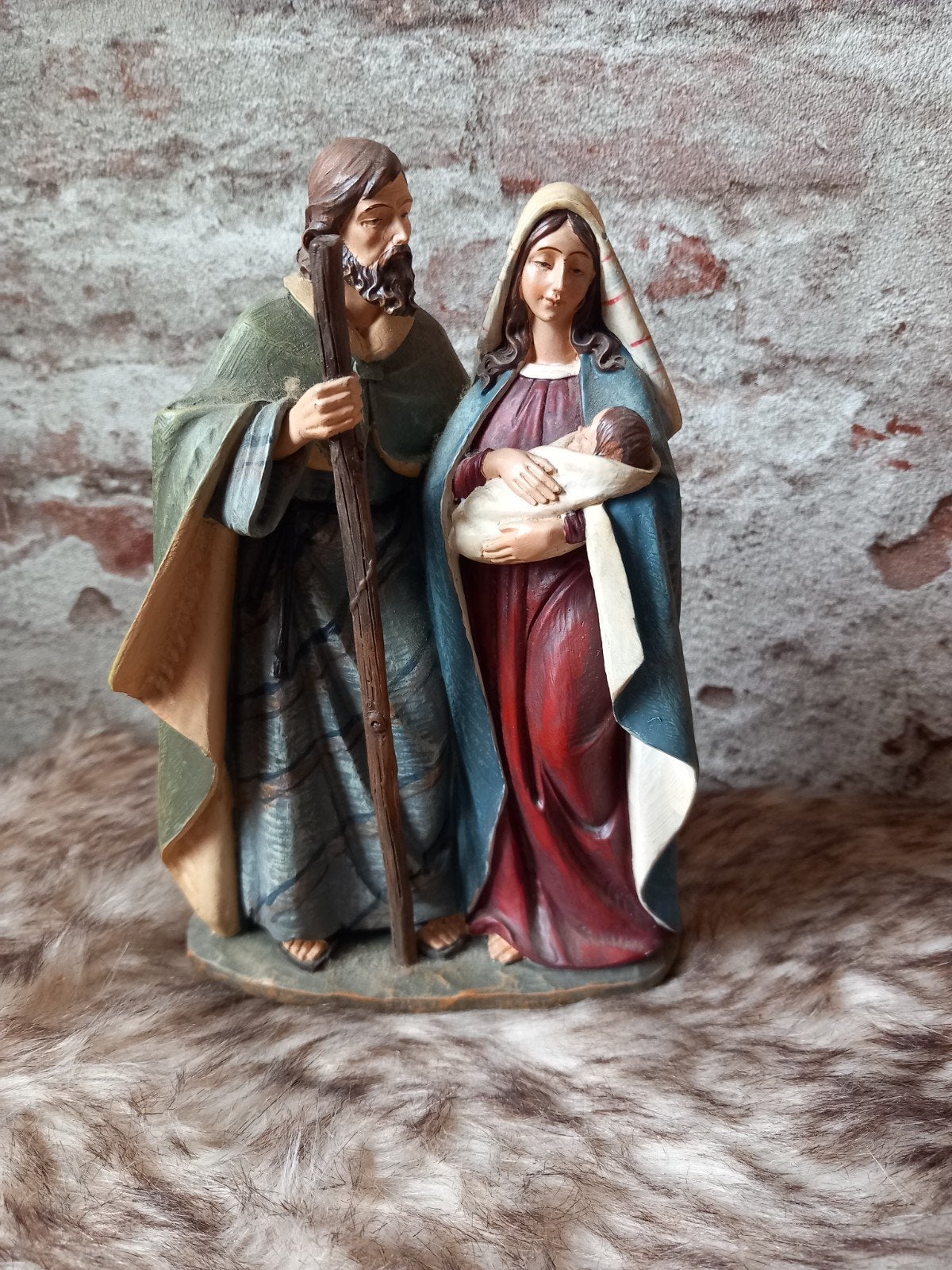 Kerststal beeldje: Jozef, Maria en Jezus, Ophalen of Verzenden, Zo goed als nieuw, Beeld(je), Christendom | Katholiek