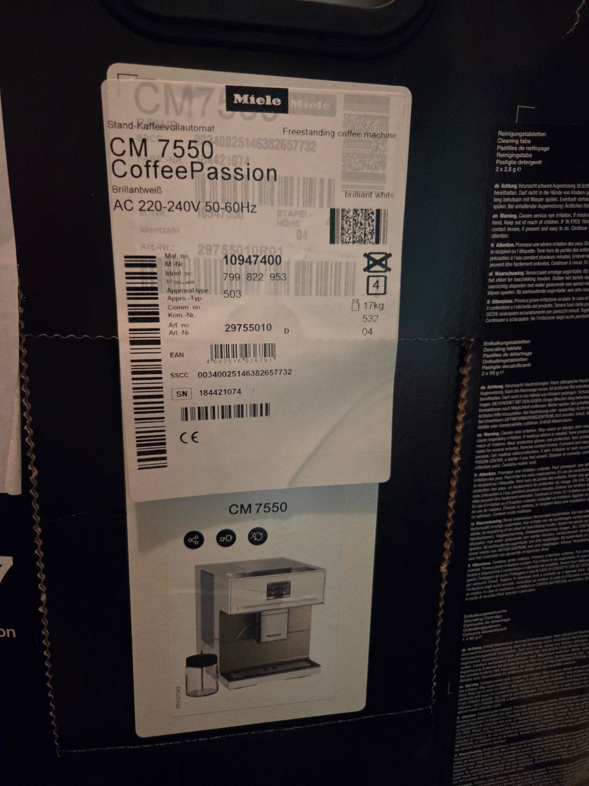 Miele CM 7550 CoffeePassion Volautomatische Koffiemachine, Witgoed en Apparatuur, Ophalen
