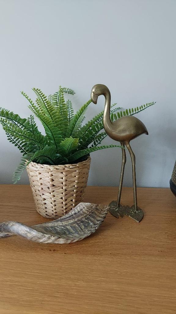 Vintage Messing flamingo 29 cm hoog beeld '60's / '70's, Ophalen of Verzenden, Gebruikt, Dier
