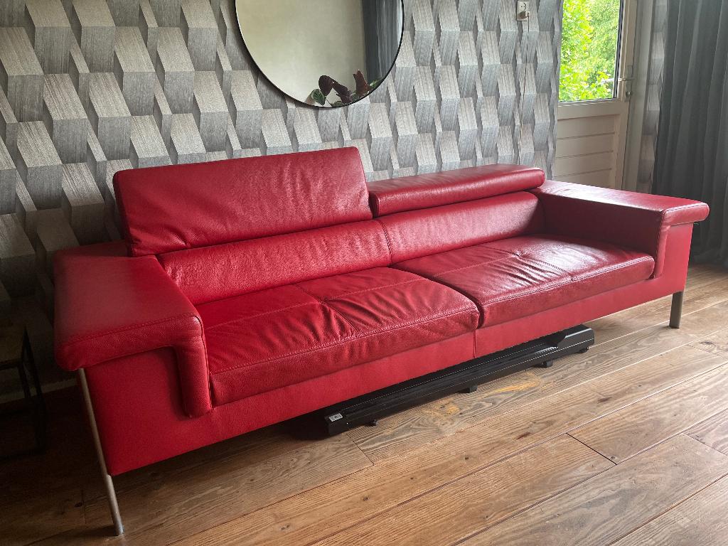 Lerenbank montel, Huis en Inrichting, Ophalen, Gebruikt, Driepersoons, Rechte bank