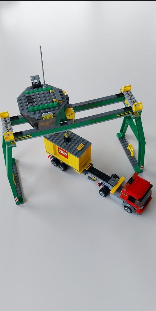 Lego trein portaalkraan + containervrachtwagen, City, Lego, Ophalen of Verzenden, Zo goed als nieuw