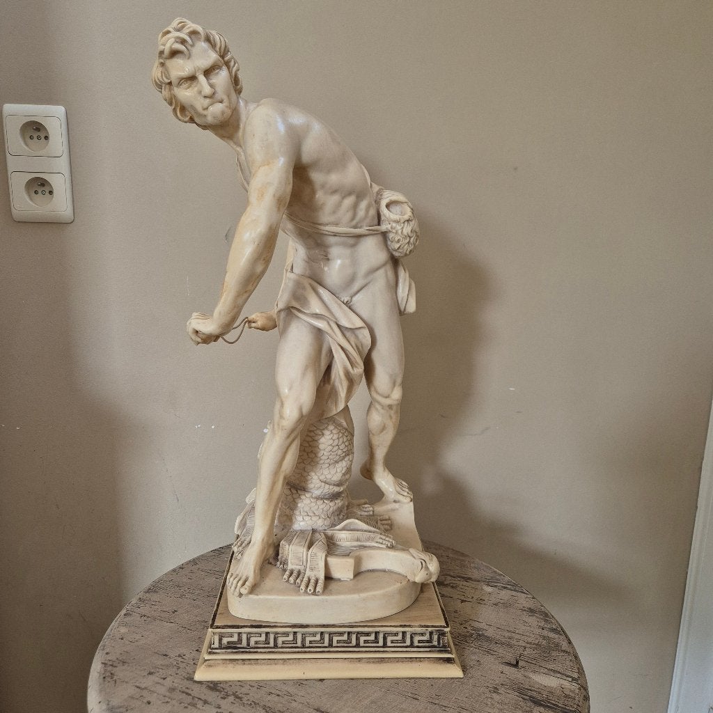 A. Santini imposant beeld David tegen Goliath 60 cm hoog, Antiek en Kunst, Ophalen, 50 - 100 cm, Gemerkt, Beeld
