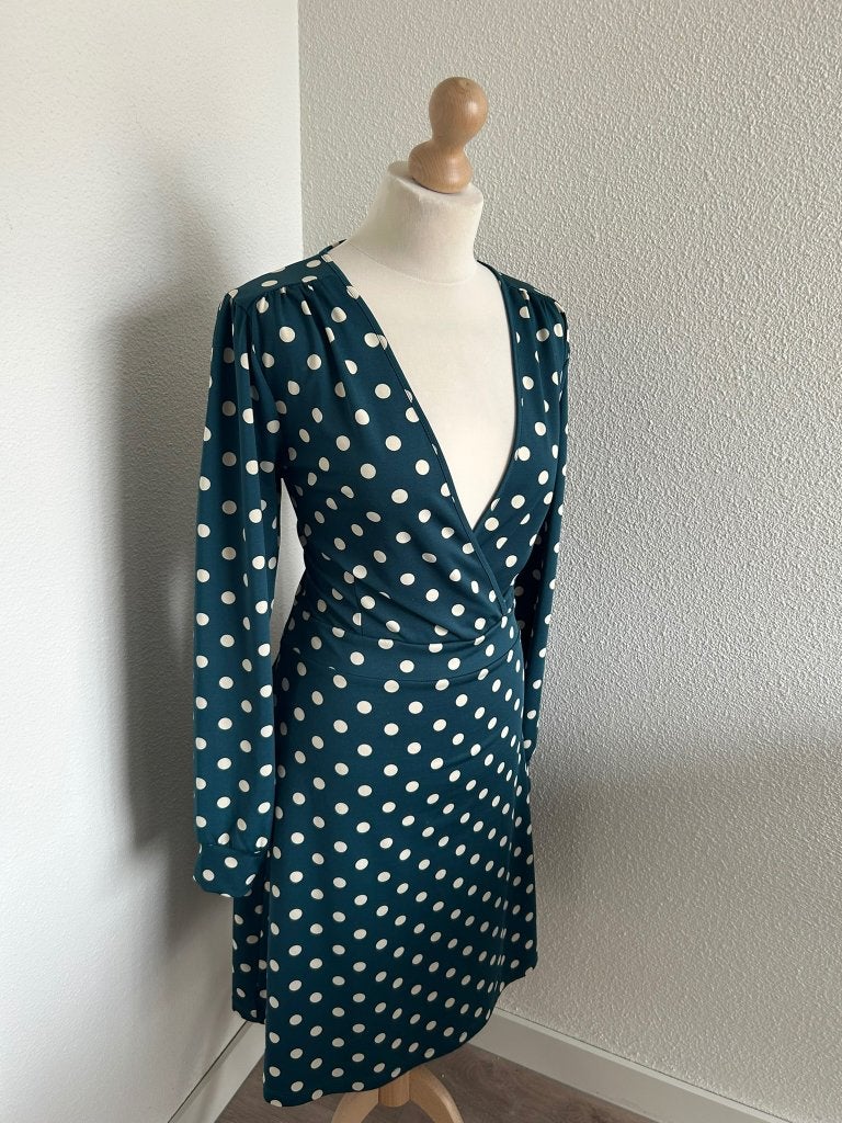 King Louie maat L polkadot jurk 1859, Kleding | Dames, Blauw, Maat 42/44 (L), Ophalen of Verzenden, Zo goed als nieuw