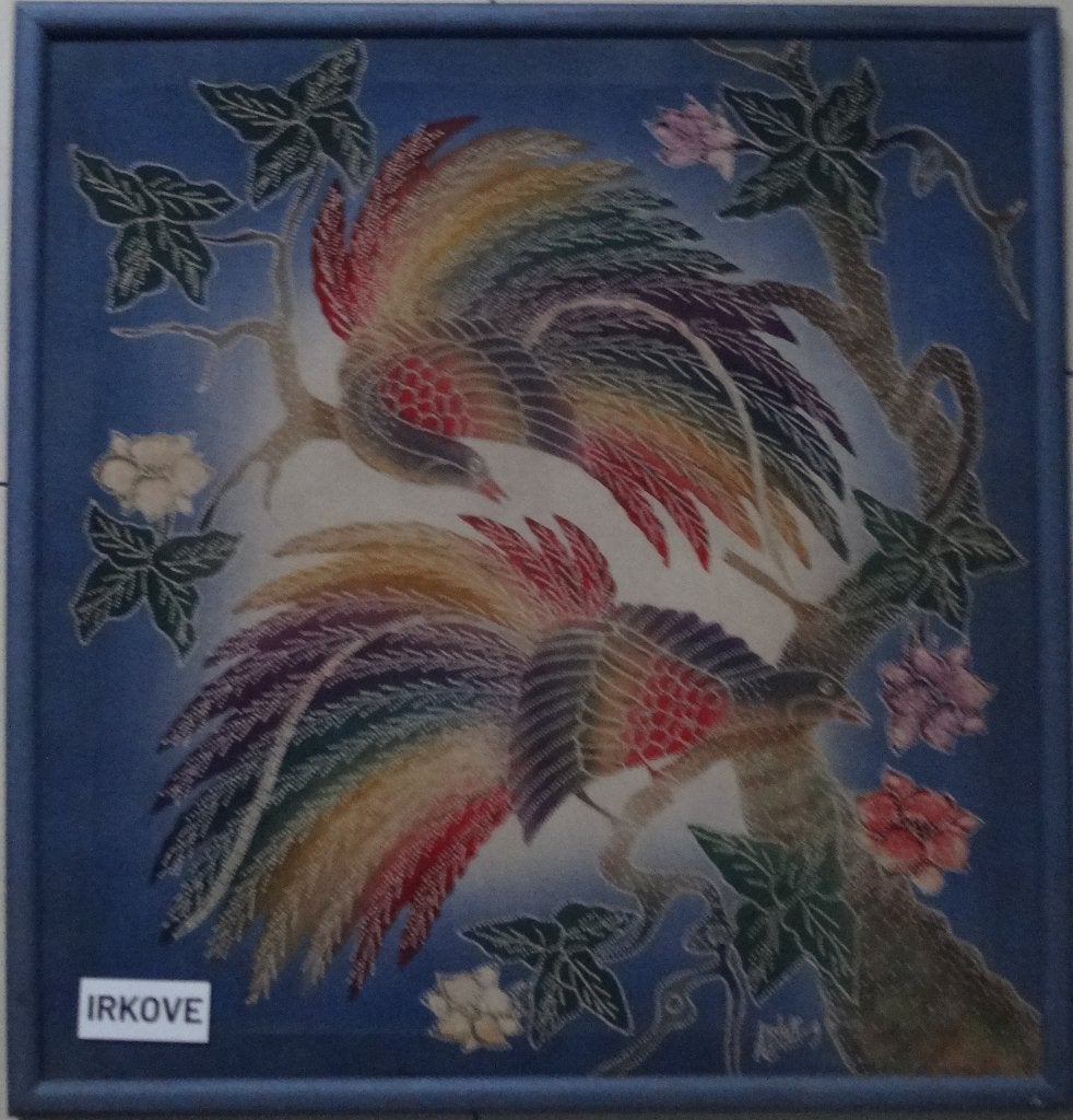 BATIK SCHILDERIJ MET VOGELS * In Lijst *, Antiek en Kunst, Wanddecoratie, Textiel, Verzenden, Ingelijst