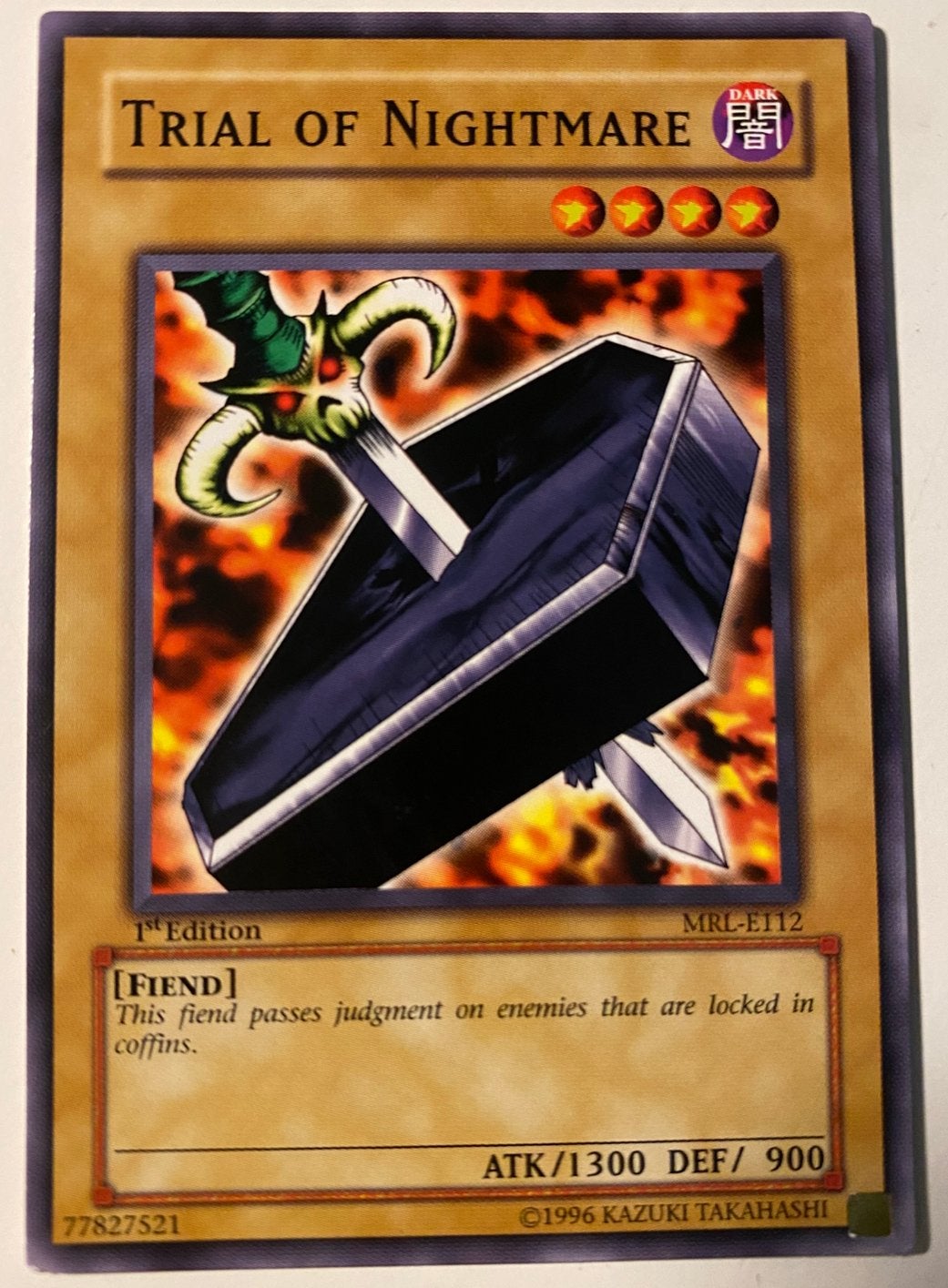 Yu-Gi-Oh! Trial of Nightmare MRL 1st Edition !, Ophalen of Verzenden, Gebruikt, Losse kaart