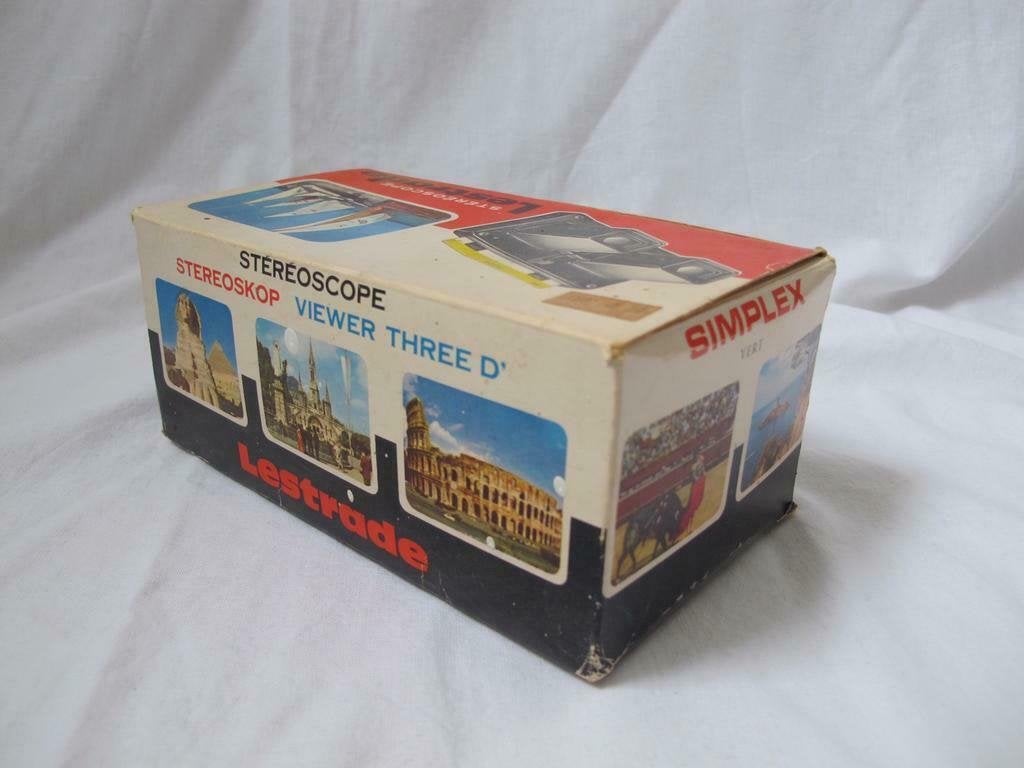 Vintage Lestrade Stereoscoop met Simplex Viewer en dia's, Overige merken, Overige typen, Ophalen of Verzenden, Gebruikt