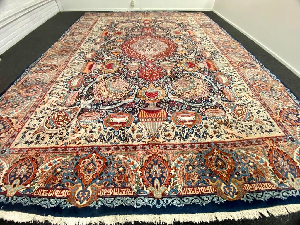 origineel handgeknoopt perzisch Kashmar tapijt, Gebruikt, ., 200 cm of meer, Ophalen of Verzenden