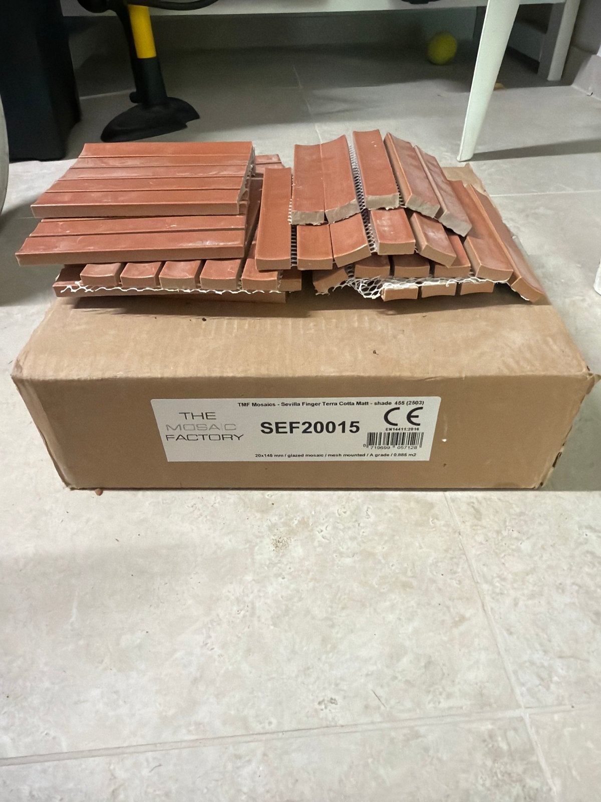 Kitkat tegels van The Mosaic Factory - Sevilla Terra Cotta, Ophalen, Nieuw, Minder dan 20 cm, Minder dan 5 m²