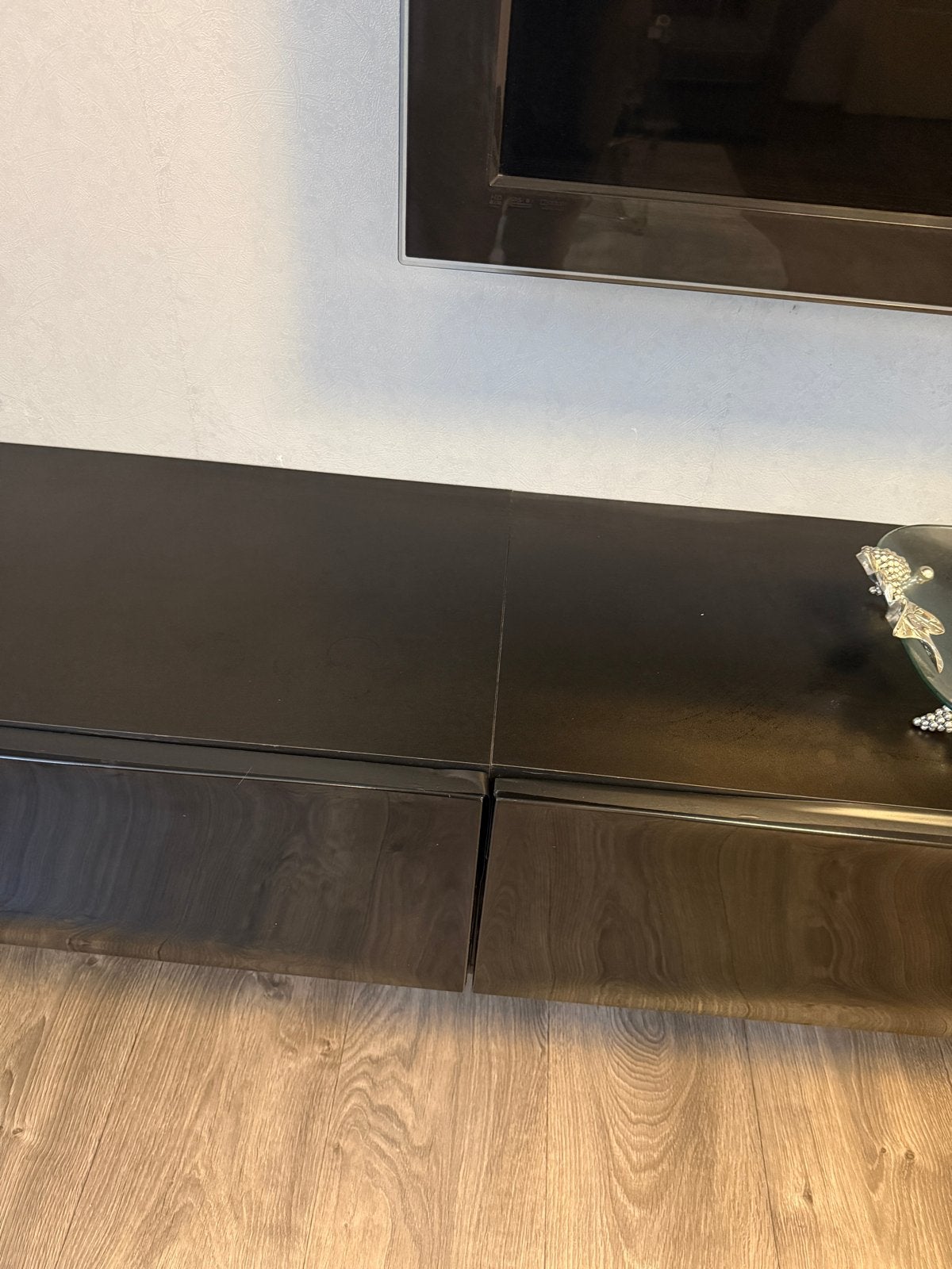 Zwart zwevend tv-meubel met 3 lades, Ophalen, Gebruikt, 200 cm of meer, Minder dan 100 cm