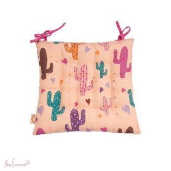 Roze zitkussen met cactusprint en bevestigingsbandjes, Overige merken, Vierkant, Nieuw, Roze