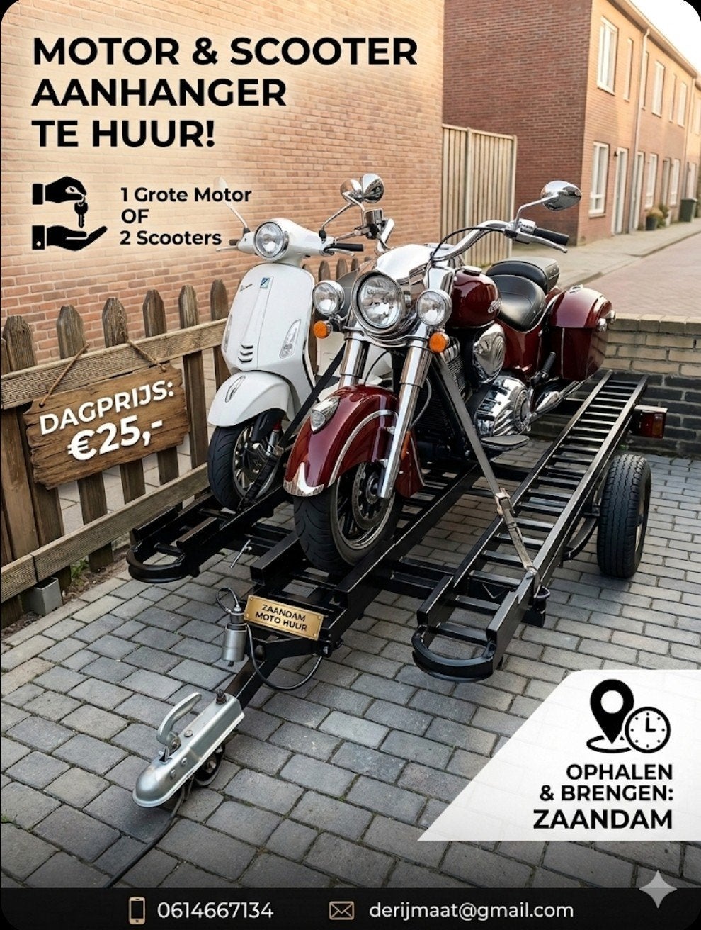 Motor & Scooter Aanhanger te huur - Zaandam, Ophalen