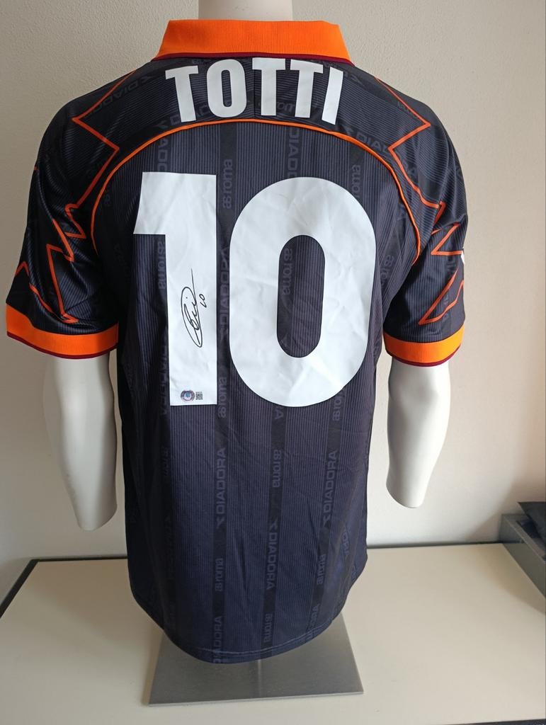 gesigneerd AS Roma shirt door Francesco Totti met Beckett, Ophalen of Verzenden, Shirt